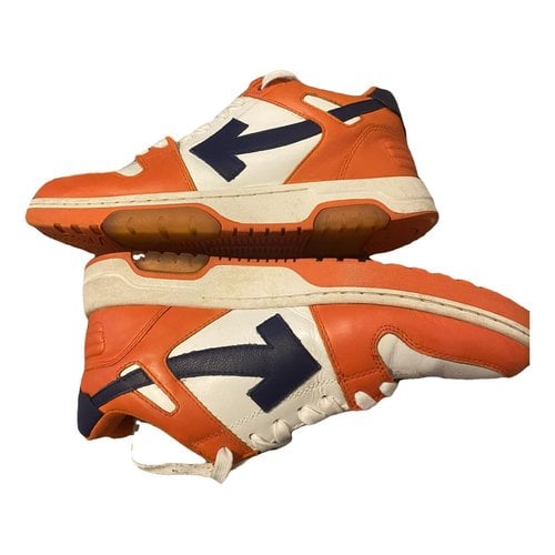 Pre-owned Off-white Leather Low Trainers In Orange