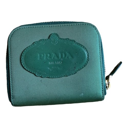 Pre-owned Prada Cloth Wallet In Green