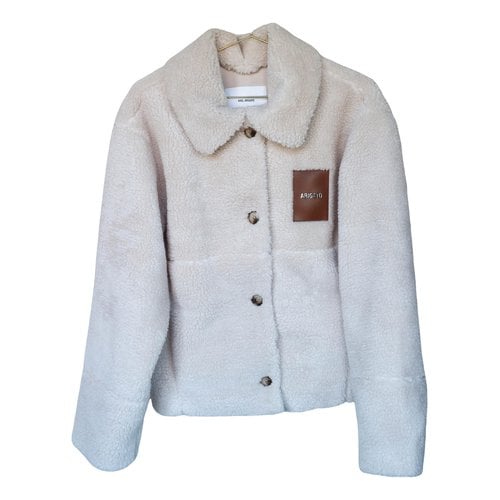 Pre-owned Axel Arigato Faux Fur Jacket In Ecru