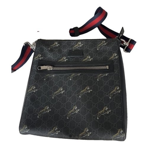 Pre-owned Gucci Ophidia Messenger Cloth Bag In Black