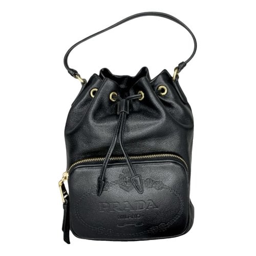 Pre-owned Prada Duet Leather Handbag In Black