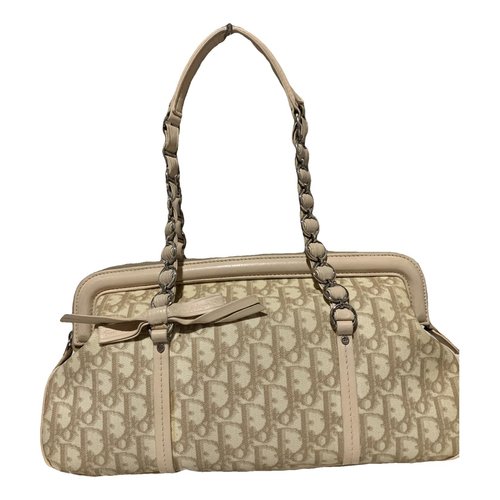 Pre-owned Dior Bondage Leather Handbag In Beige