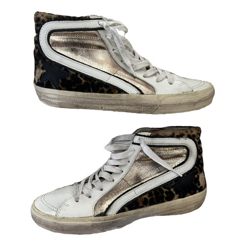 Pre-owned Golden Goose Faux Fur Trainers In White