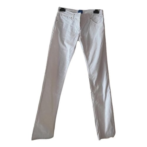 Pre-owned Fay Slim Pants In White
