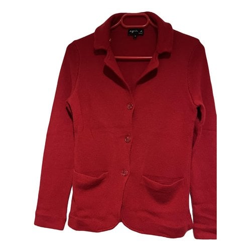 Pre-owned Agnès B. Cashmere Cardigan In Red