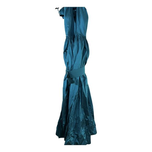 Pre-owned Rasario Silk Maxi Dress In Turquoise