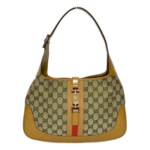 Pre-owned Gucci Jackie Vintage Cloth Handbag In Beige
