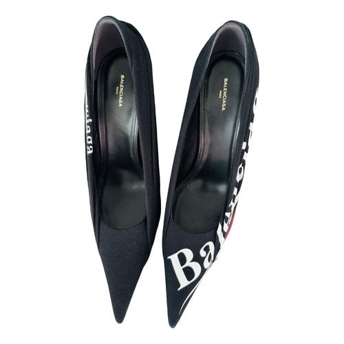 Pre-owned Balenciaga Cagole Leather Heels In Black