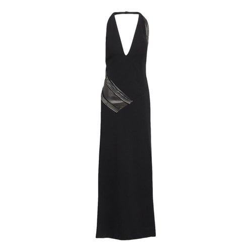 Pre-owned Mugler Leather Maxi Dress In Black
