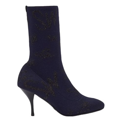 Pre-owned Stuart Weitzman Cloth Boots In Blue