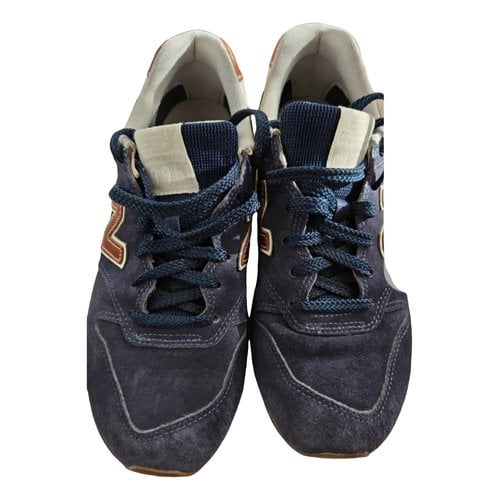 Pre-owned New Balance Vegan Leather Low Trainers In Blue