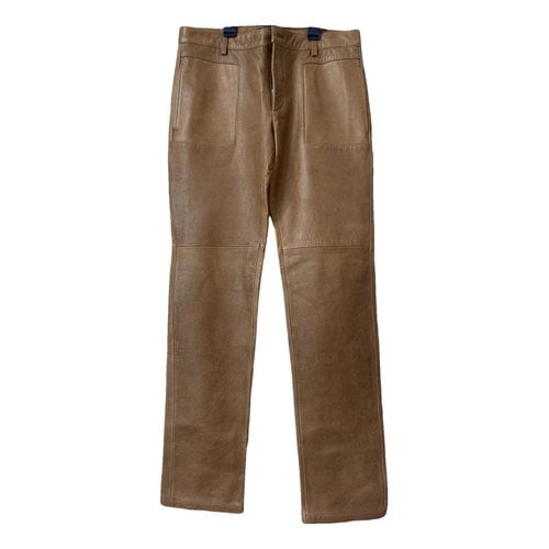 Pre-owned Apc Leather Straight Pants In Camel