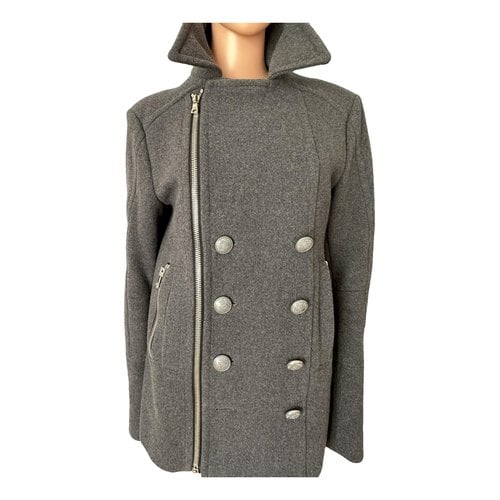Pre-owned Balmain Wool Coat In Grey
