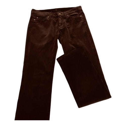 Pre-owned 7 For All Mankind Velvet Slim Pants In Brown
