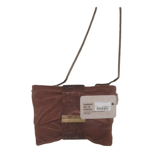 Pre-owned Jimmy Choo Chandra Leather Clutch Bag In Burgundy