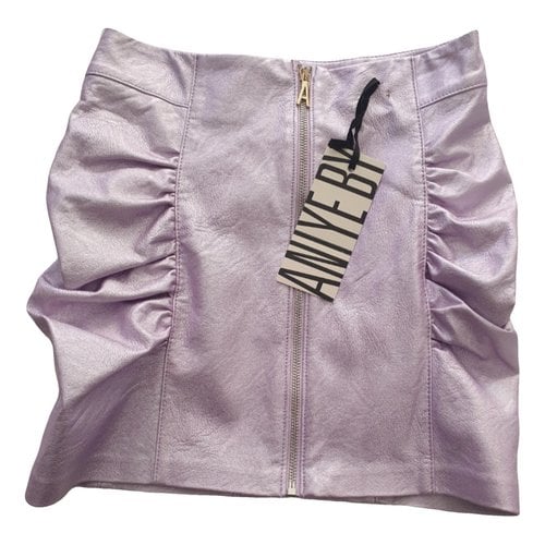 Pre-owned Aniye By Vegan Leather Mini Skirt In Purple