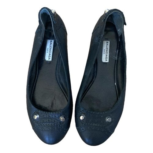 Pre-owned Balenciaga Leather Ballet Flats In Black