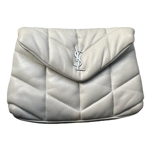 Pre-owned Saint Laurent Leather Clutch Bag In White