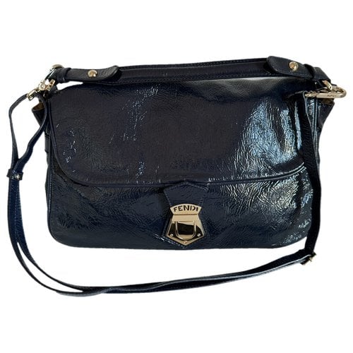 Pre-owned Fendi Patent Leather Satchel In Blue