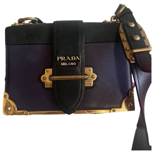 Pre-owned Prada Cahier Leather Crossbody Bag In Purple