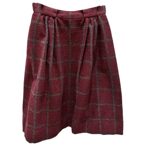 Pre-owned Lanvin Wool Mid-length Skirt In Burgundy