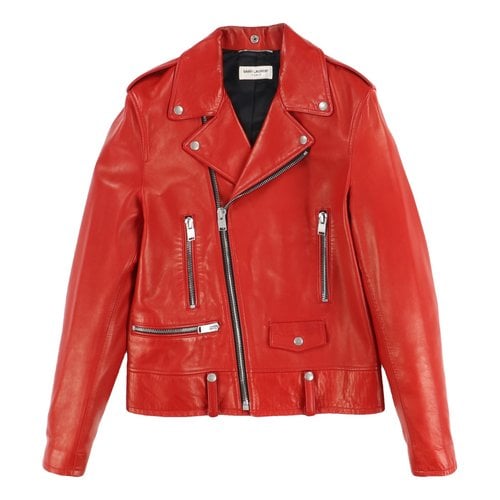 Pre-owned Saint Laurent Leather Jacket In Red
