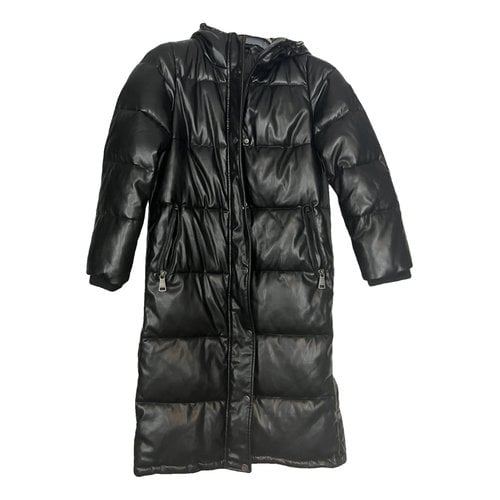 Pre-owned Dkny Leather Coat In Black