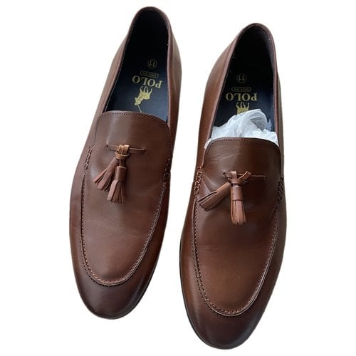 Pre-owned Polo Ralph Lauren Leather Flats In Brown