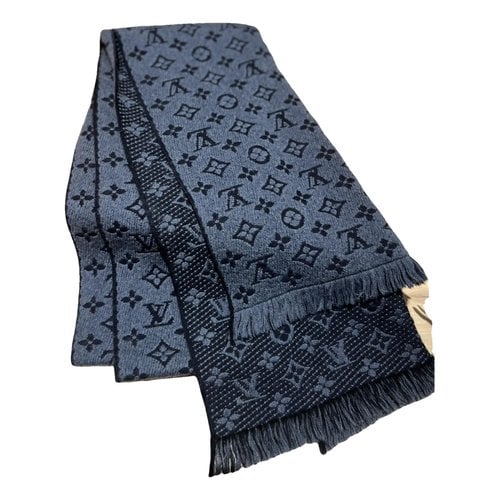 Pre-owned Louis Vuitton Wool Scarf & Pocket Square In Blue