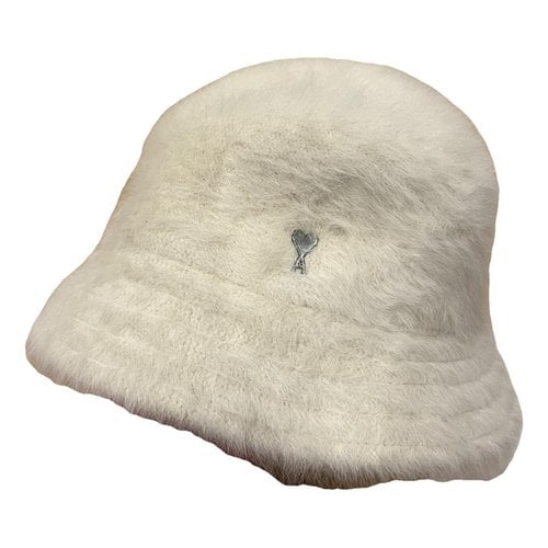 Pre-owned Ami Alexandre Mattiussi Wool Hat In Ecru