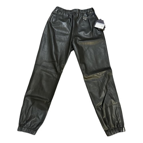 Pre-owned Prada Leather Trousers In Black