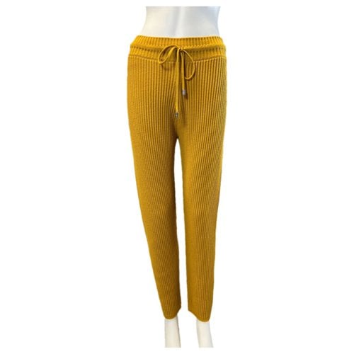Pre-owned Max Mara Wool Straight Pants In Yellow