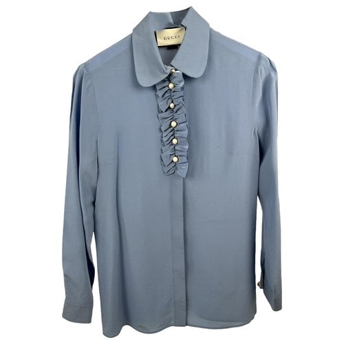 Pre-owned Gucci Silk Blouse In Blue