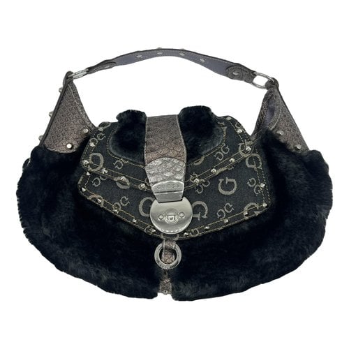 Pre-owned Guess Faux Fur Handbag In Black