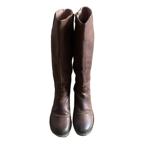 Pre-owned Kickers Leather Riding Boots In Brown