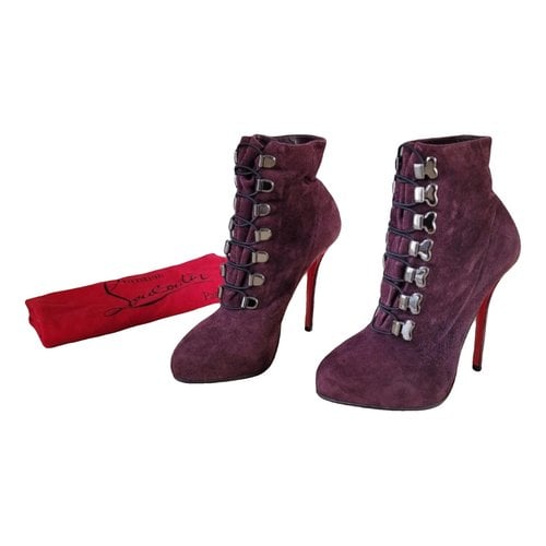 Pre-owned Christian Louboutin Boots In Burgundy