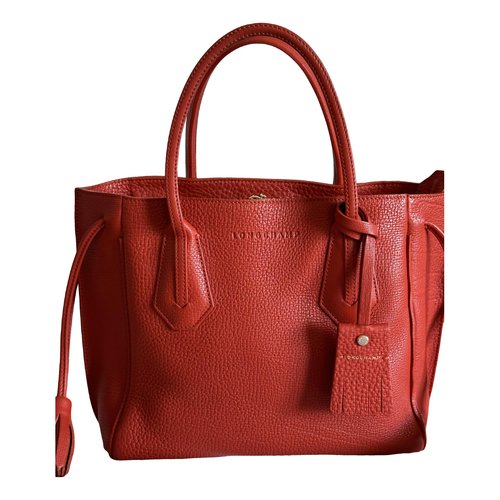 Pre-owned Longchamp Penelope Leather Handbag In Orange