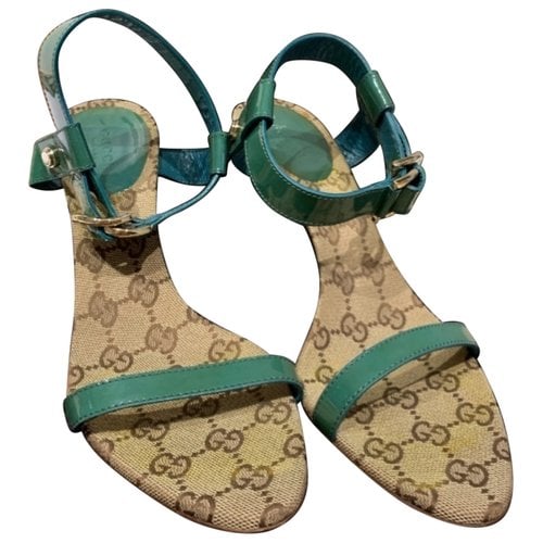 Pre-owned Gucci Cloth Sandal In Green