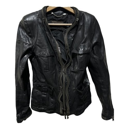 Pre-owned Benedetta Novi Leather Short Vest In Black