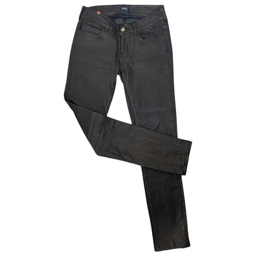 Pre-owned Notify Leather Slim Pants In Black