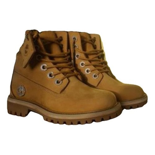 Pre-owned Timberland Cloth Boots In Beige