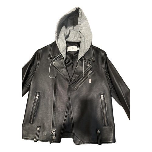 Pre-owned Coach Leather Jacket In Black
