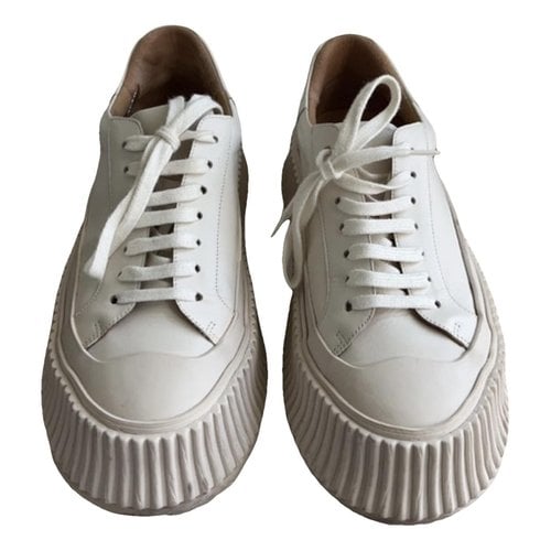 Pre-owned Jil Sander Leather Trainers In Beige