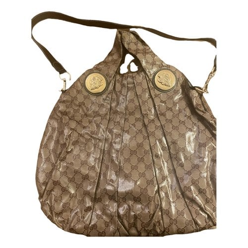Pre-owned Gucci Hysteria Patent Leather Handbag In Brown