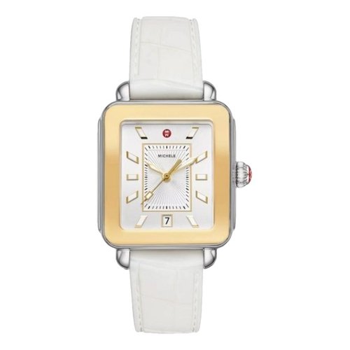 Pre-owned Michele Yellow Gold Watch In White