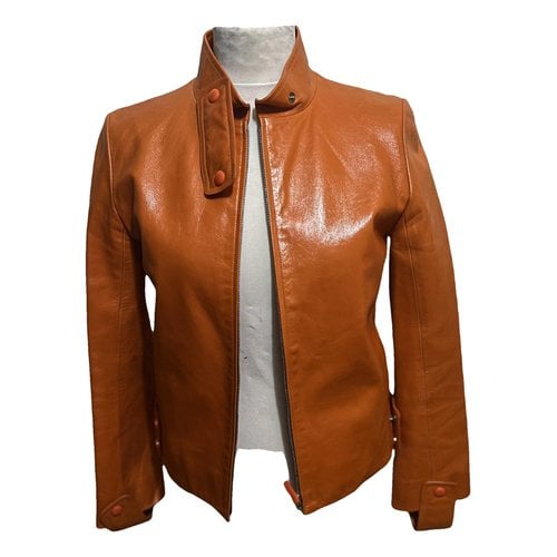 Pre-owned Louis Vuitton Leather Jacket In Orange