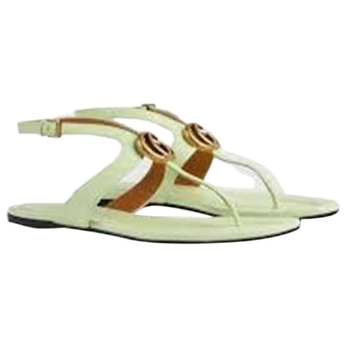 Pre-owned Gucci Marmont Leather Sandal In Green