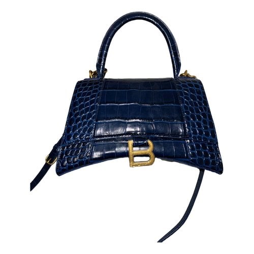 Pre-owned Balenciaga Hourglass Leather Handbag In Blue
