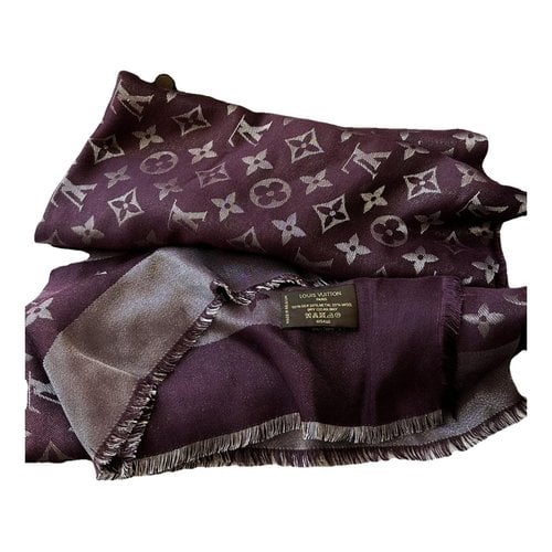 Pre-owned Louis Vuitton Châle Monogram Shine Scarf In Purple