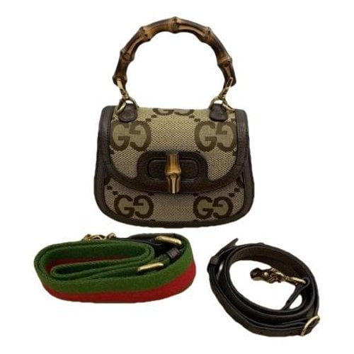 Pre-owned Gucci Convertible Bamboo Top Handle Leather Handbag In Brown